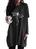Women's Long Tunic with Pockets Loose Fit Printed Logn Sleeve Top