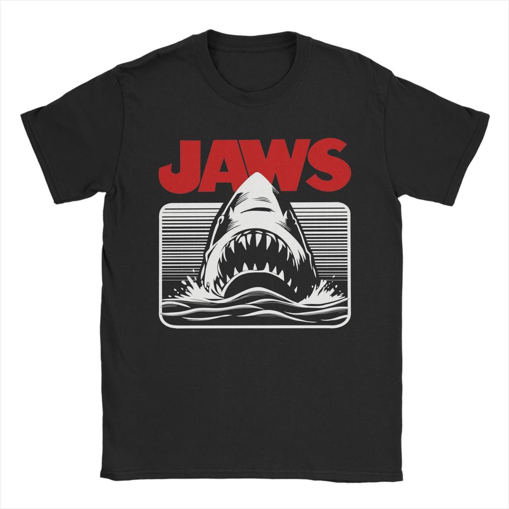 Movie Jaws 50th Anniversary T Shirt for Men Pure Cotton Novelty T-Shirt Crew Neck Tee Shirt Short Sleeve Clothing Adult