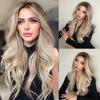 ALAN EATON Long Wave Platinum Blonde Synthetic Wigs Hairline Part Lace Wigs Natural Daily Wedding Hairstyle Wigs for White Women