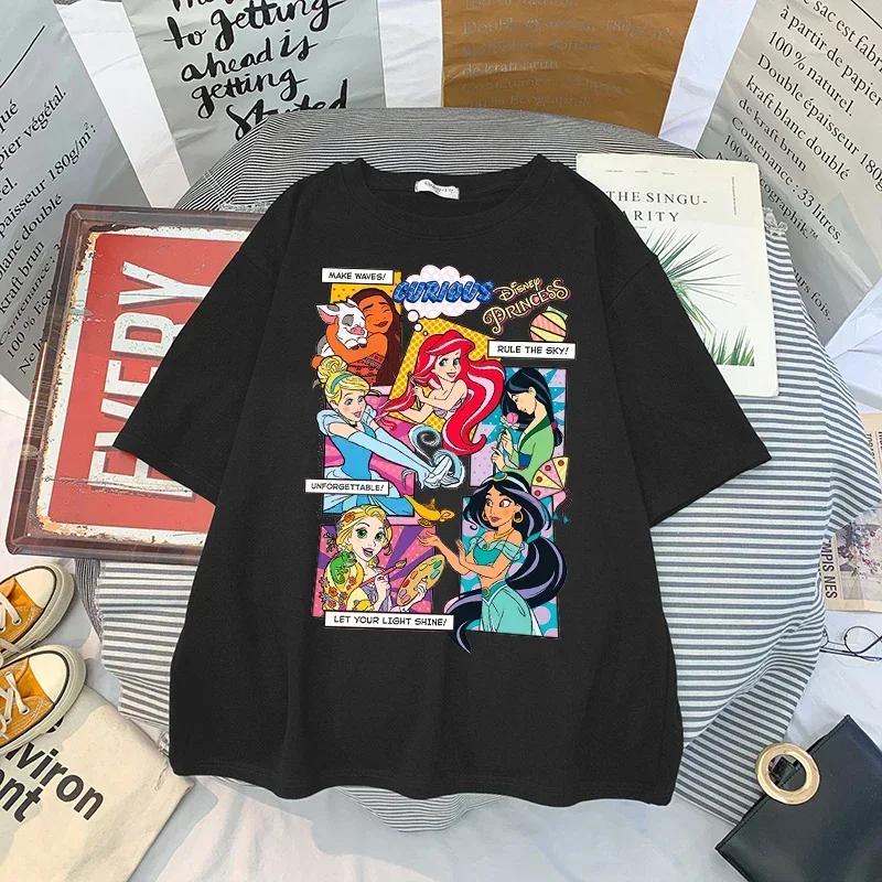 Princess Cartoon Women Tshirt Harajuku Summer Streetwear Casual Short Sleeve T Shirt Unisex Casual Clothing Top Cotton
