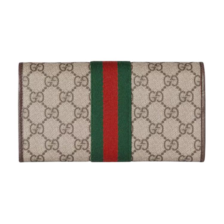 Gucci Ophidia Logo Classic Canvas Wallet Women Wallet Beige Dark-Brown 838485-FAE0L-9746
