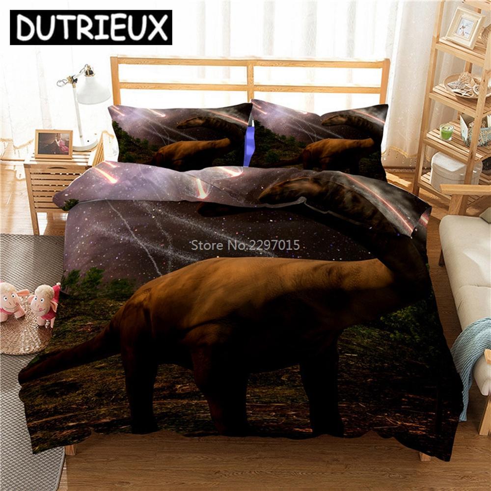 Cute Cartoon Dinosaur Printed Bedding Set Adult Kids Duvet Cover Set Pillowcase Twin Full Queen King Bed Linen Set Bedclothes