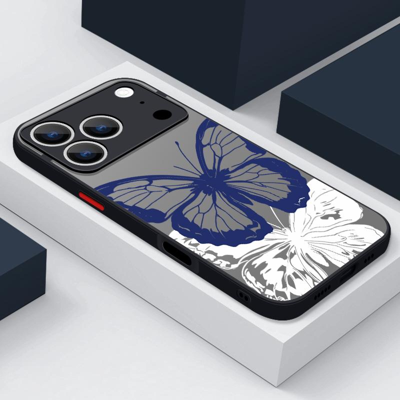 Simple Butterfly Print Case For iPhone 17 Air 16e 16 15 14 Pro Max 13 15 Pro 17 Pro 17 Shockproof Soft Edge Hard PC Matte Phone Cover