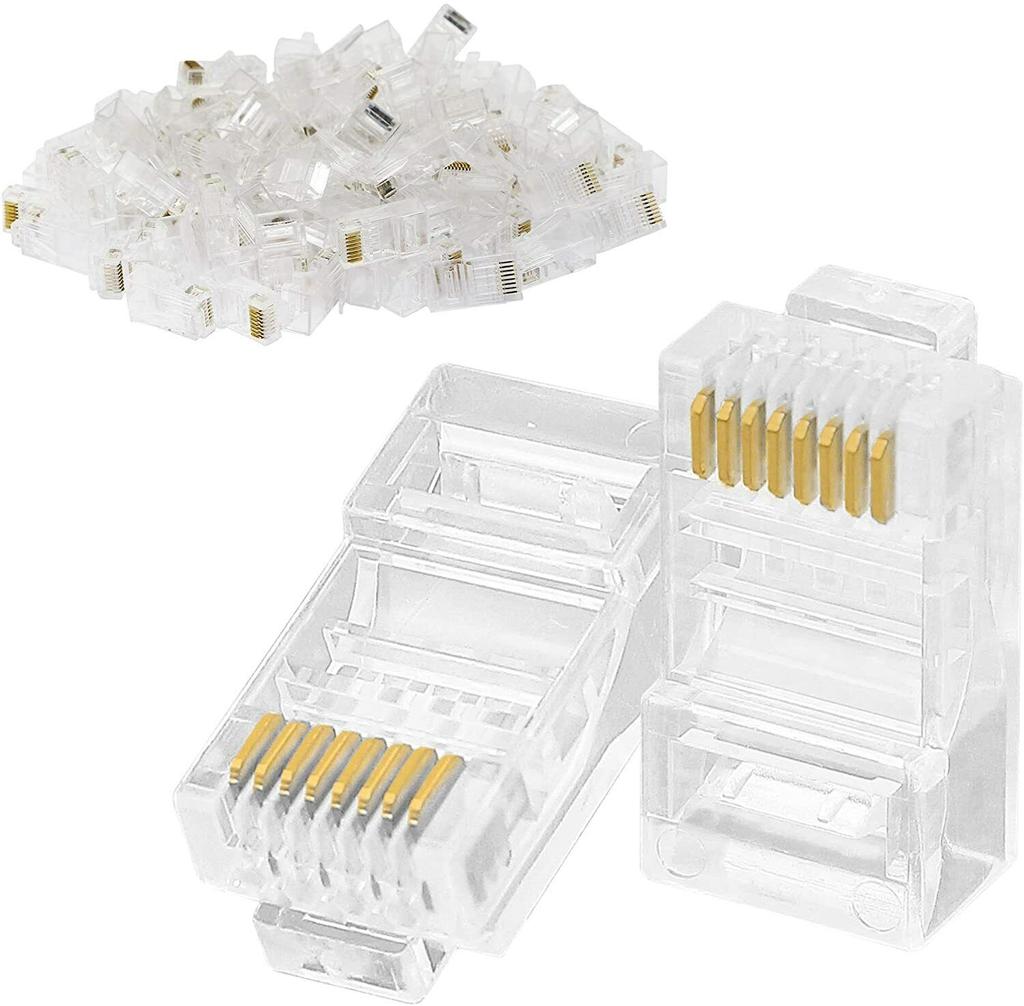50/30PC RJ45 Ethernet Cables Module Plug Network Connector Crystal Heads Cat5 Gold Plated Network Cable Suitable for Computer TV