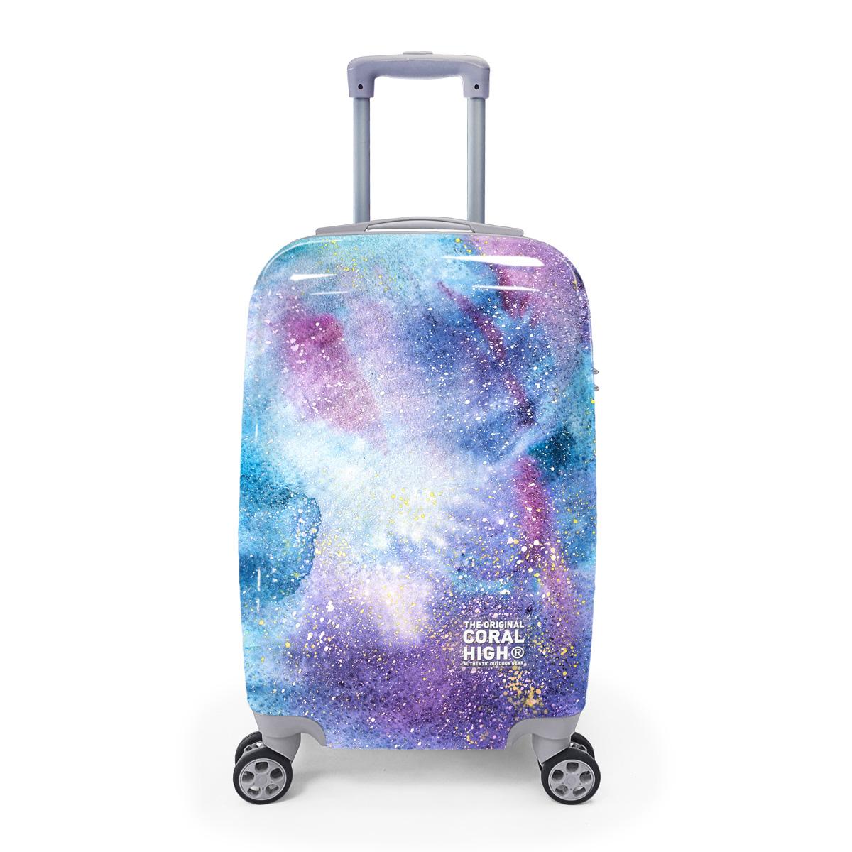 

Чемодан размера ручной клади кораллового цвета с ярким рисунком (50см) 16538