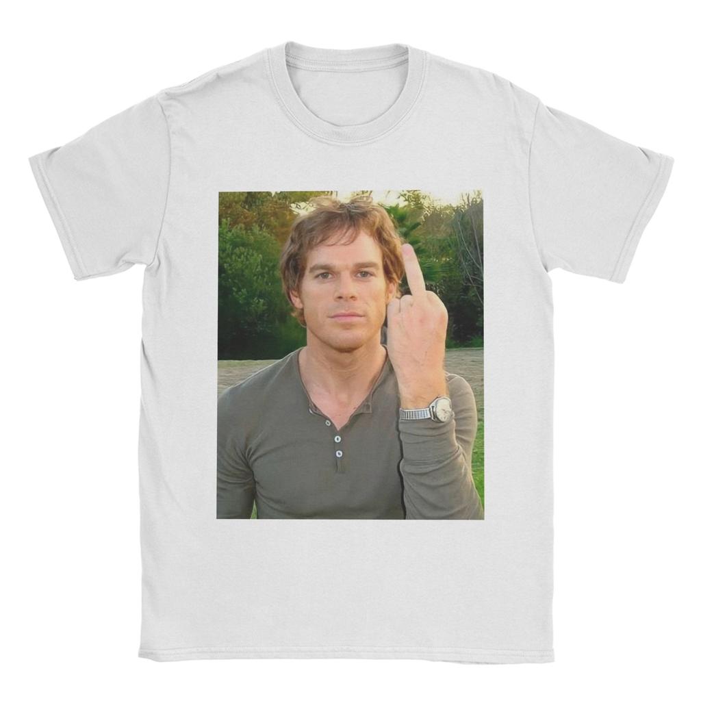 Pánské tričko Dexter Morgan ukazuje prostředníček Novinka Bavlněná trička Krátký rukáv Trička Kulatý výstřih Topy Nadměrná velikost