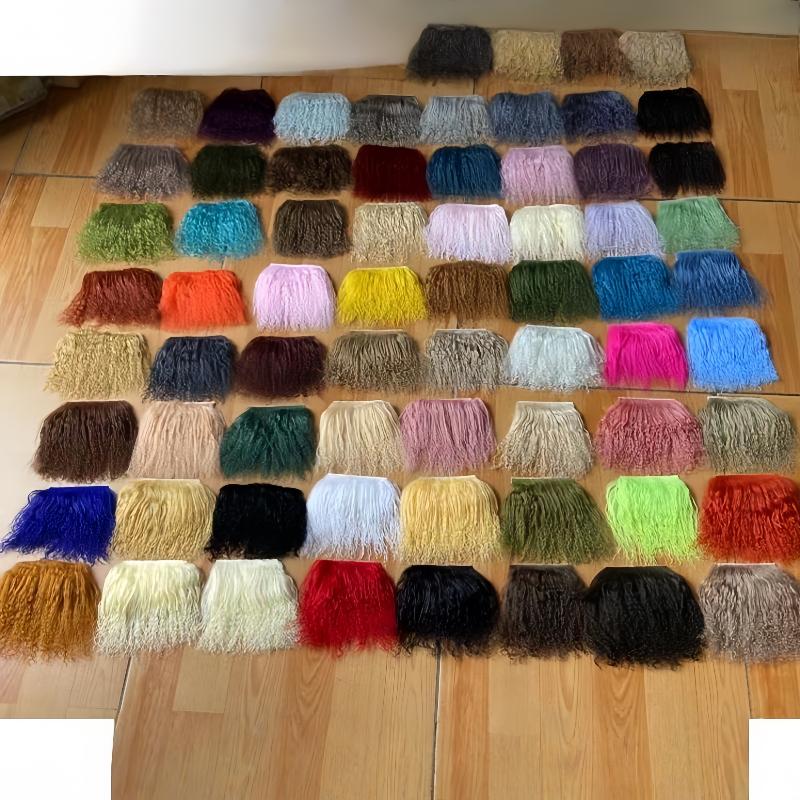 1PC Dolls Accessories Mongolian Fur Sheepskin Wool Extensions Curly Texture For Blyth Wigs Hair Hair Row Curly Hair Extensions