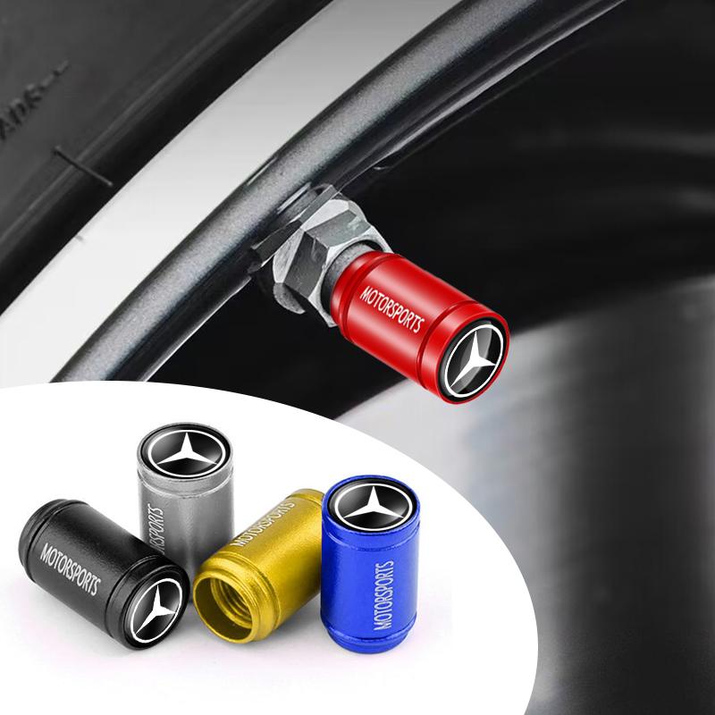 4PCS Bouchons de Valve de Pneu en Métal Couvercles de Tiges d'Air pour Pneu de Voiture Pour Mercedes Benz AMG A B C E S CLA GLA GLB GLC W203 W212 W177 W167 W117