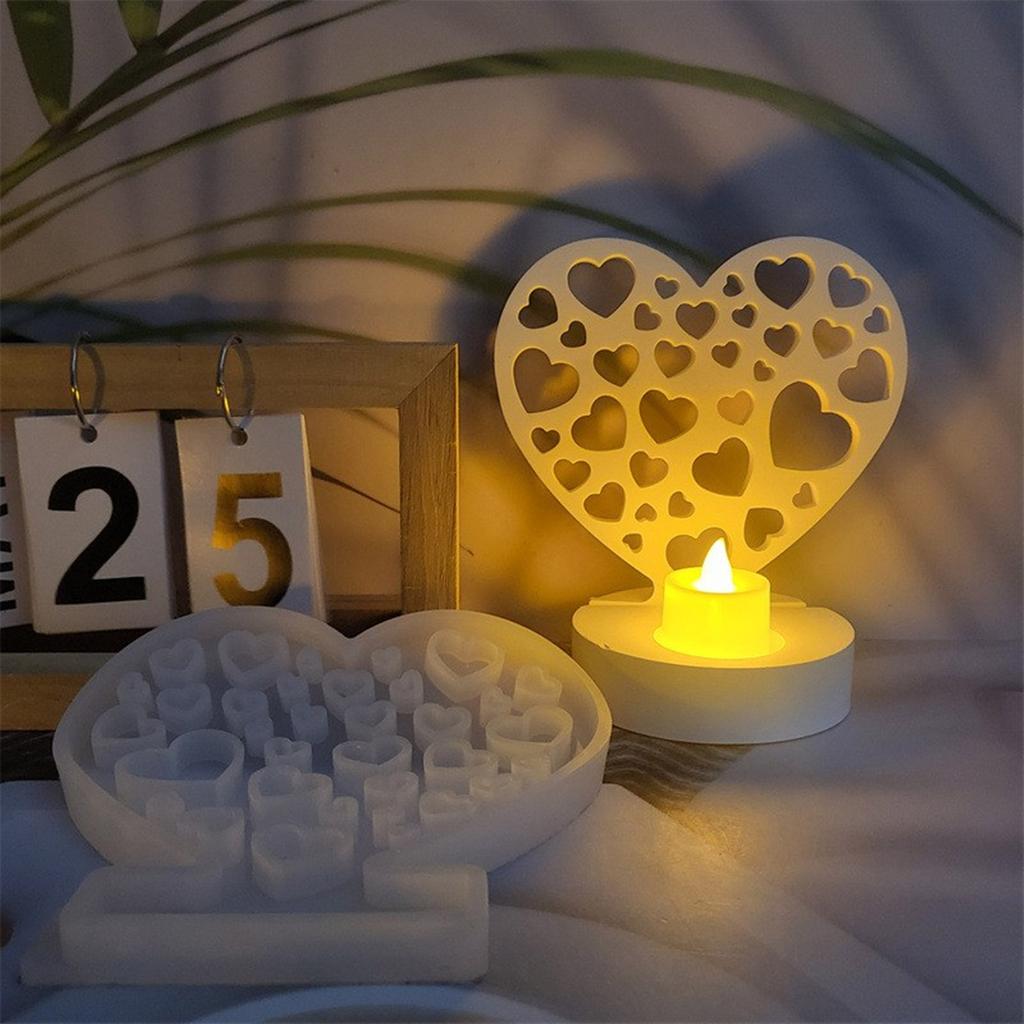 Heart Shaped Candlestick Silicone Mold Candle Base Mould Decorative Candle Holder Mold Ornament Home Decorations Mould