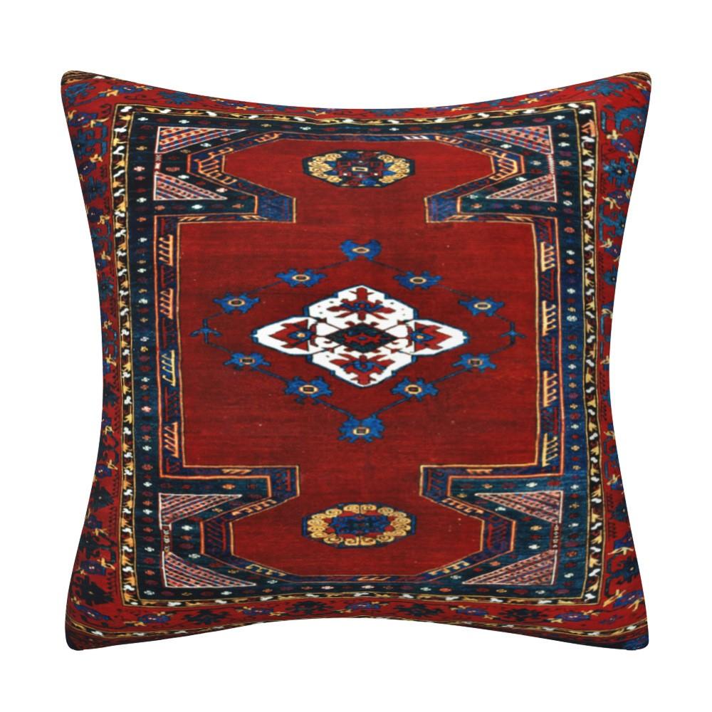 Kissenbezug inspiriert von türkischen Teppichen: Traditionelles Medaillonmuster in sattem Rot & Marineblau Böhmische Wohnkultur Kissenbezug