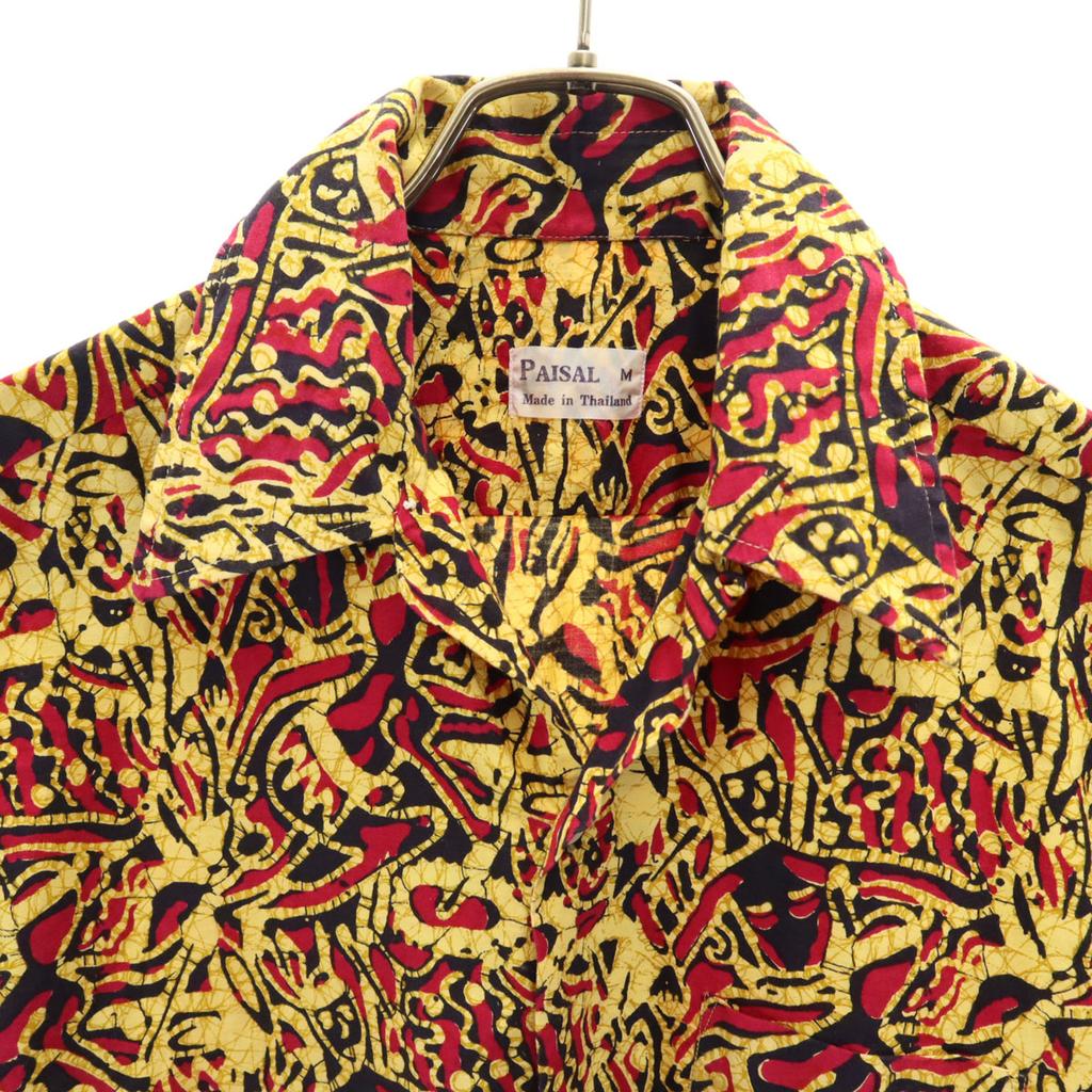 PAISAL 80s 90s Old Overall Handle Short Sleeve Open Collar Shirt M Yellow Men's Used