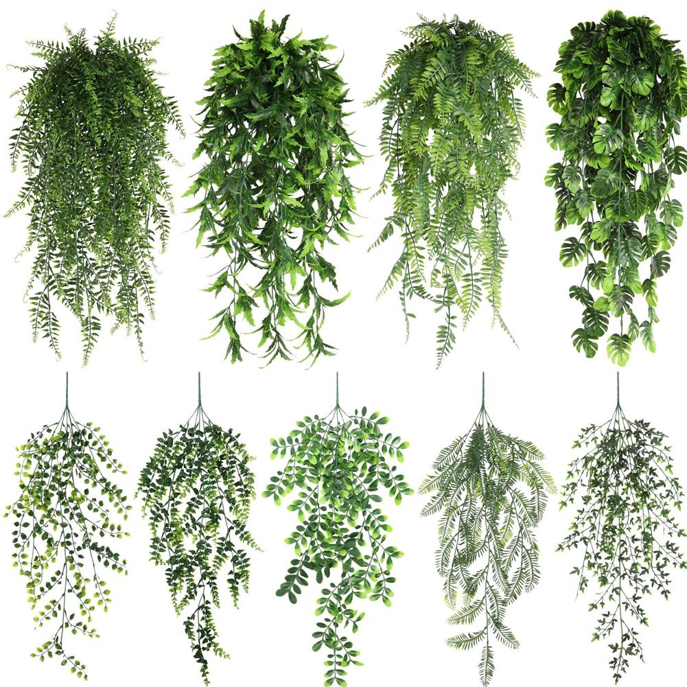 80cmPersian Fern Leaves Vines Home Room Decor Hanging Artificial Plant Plastic Leaf Grass Wedding Party Wall Balcony Decoration
