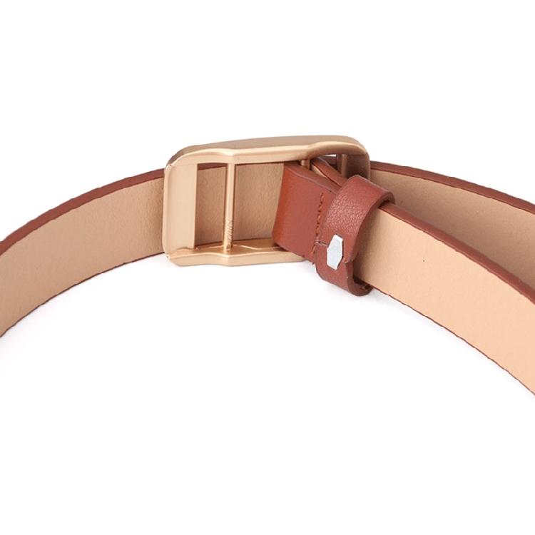 Thin Golden Buckles Waist Belt Flexible Synthetic Leather Strap For Coats And Trousers