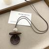 Retro Ethnic Ceramic Wood Necklace: Geometric Fruit Pendant for Women