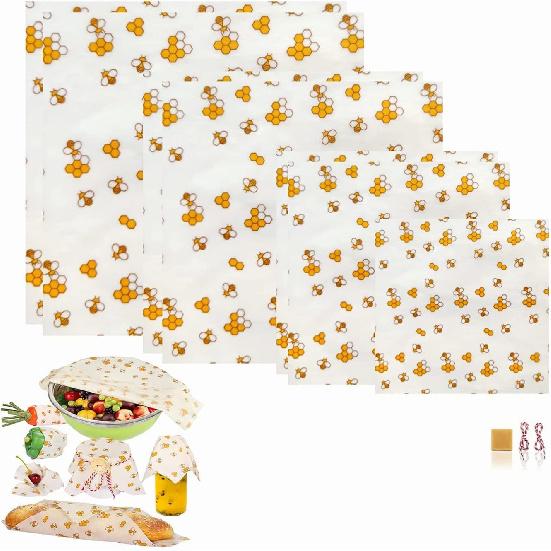 Пищевая обертка из пчелиного воска (Набор из 7) Экологичная альтернатива алюминиевой фольге и бумаге Albal - Для фруктов, овощей, хлеба, сыра и других продуктов