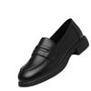 2024 Frühling/Herbst Runde Zehenpartie Slip-On Loafer: Lederschuhe mit dicker Sohle im britischen Stil für Frauen mittleren und höheren Alters