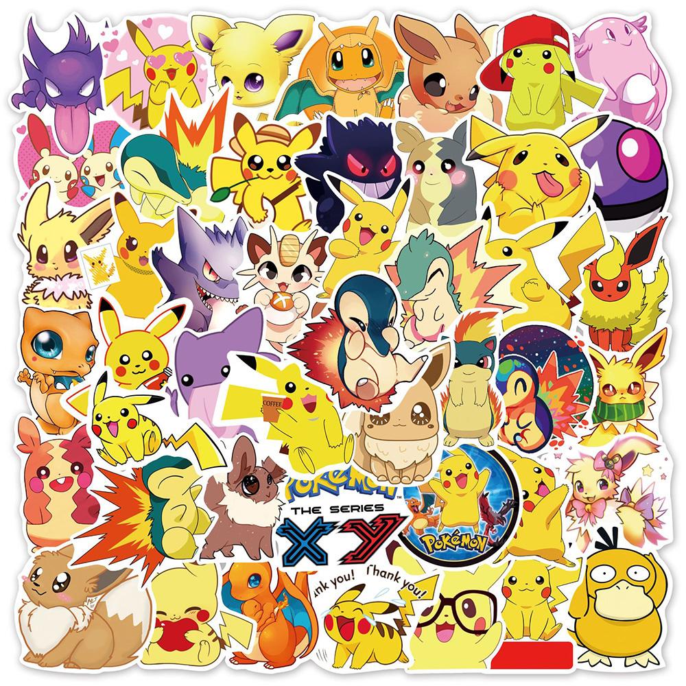 10/30/50pcs Anime Stickers Kawaii Pikachu Decals DIY Stationery Skateboard Luggage Waterproof Cartoon Graffiti Sticker