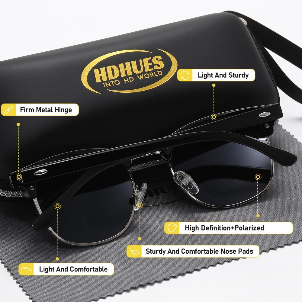 HdHues Унисекс Квадратные пластиковые поляризованные модные солнцезащитные очки — фото 14