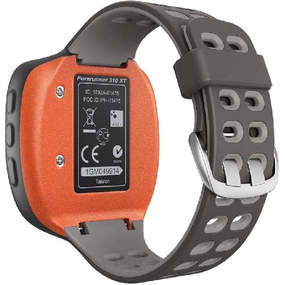 ANCOOL Compatible with Garmin Forerunner 310XT Watch Band, Soft Silicone Watch Strap Replacement for Forerunner 310XT Smartwatch, Grey-Orange серый