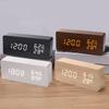 Stylish LED Wooden Clock with Temperature & Humidity Display - Silent Desktop Digital Alarm Clock