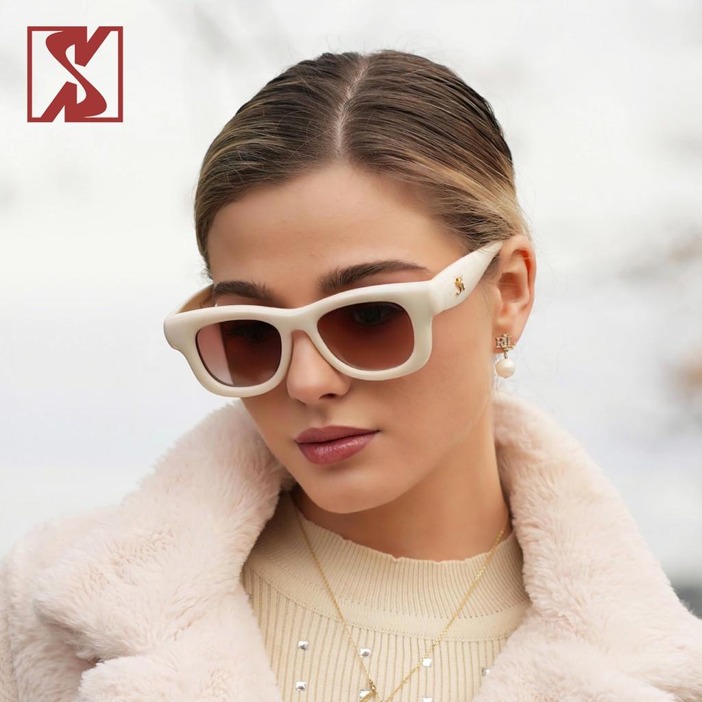 Sheen Kelly Polarized Retro Oval Sunglasses for Men and Vintage Trend Multicolor Chunky Frame Decorative Glasses Women, Eyewear,