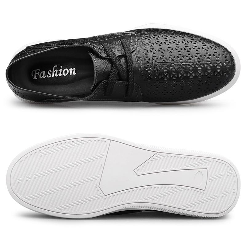 Fashion Business Loafers Men's Genuine Leather Breathable Flats Casual Shoes Slip-On Walking Shoes Hollow Out Italian Luxury Penny Shoes