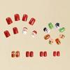 2025 Christmas Press-On Nails - Cute Santa Claus, Reindeer, and Christmas Lights - 24-Piece Short Square Nail Set