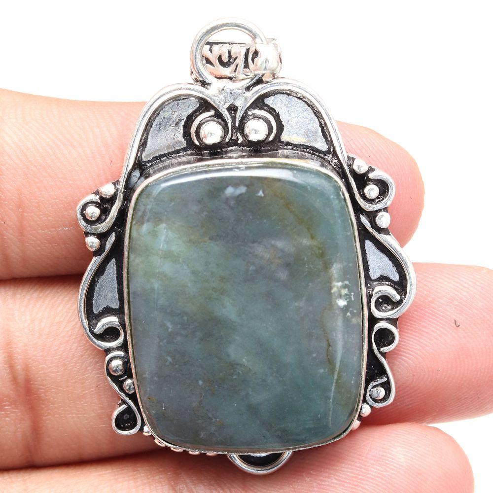 Pendant Jasper Gemstone Handmade Mother'Day Silver Jewelry 2.25"