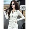 La Chapelle Women's Korean-Style Polo Collar Contrast Trim Knit Top