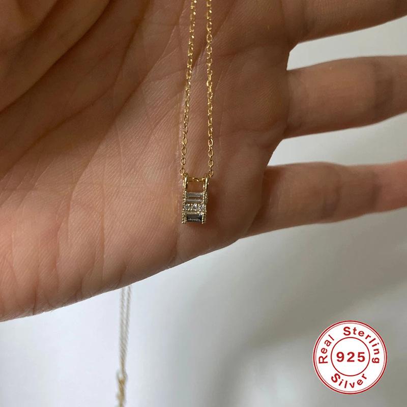 Best Selling S925 Sterling Silver Geometric Zircon Clavicle Necklace Lockhead Necklace