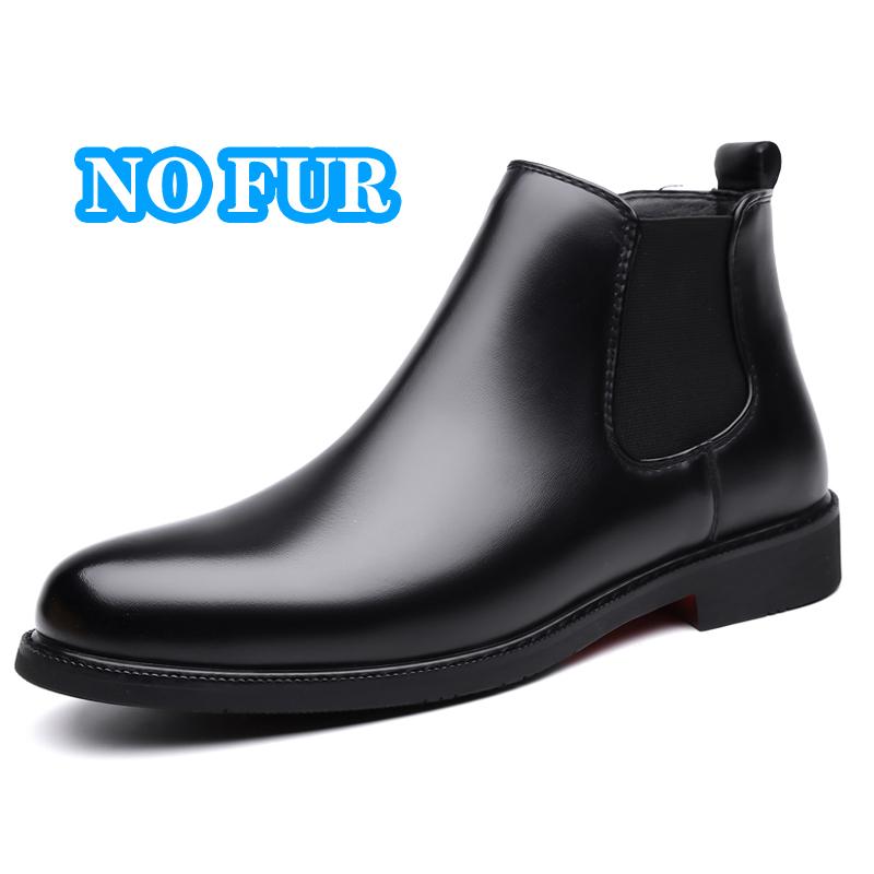 Men's Casual Leather Chelsea Boots New Design High Top Shoes Pointed Toe Business Shoes Classic Comfy Ankle Boots Botas