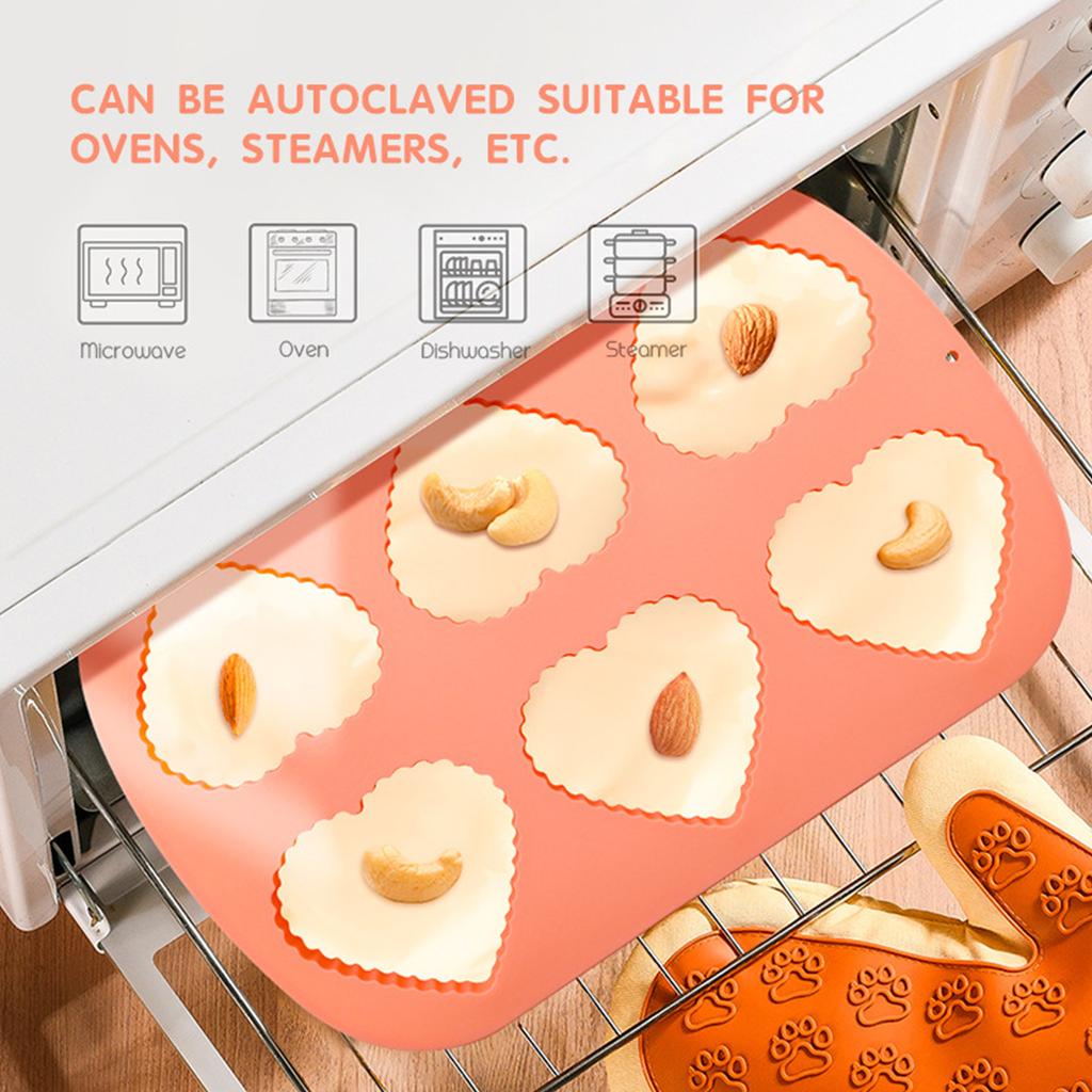 6-cavity Heart/Butterfly Shape Silicone Mold Fondant Mousse Cake Decorating Tool for Making Chocolate Candy Soap