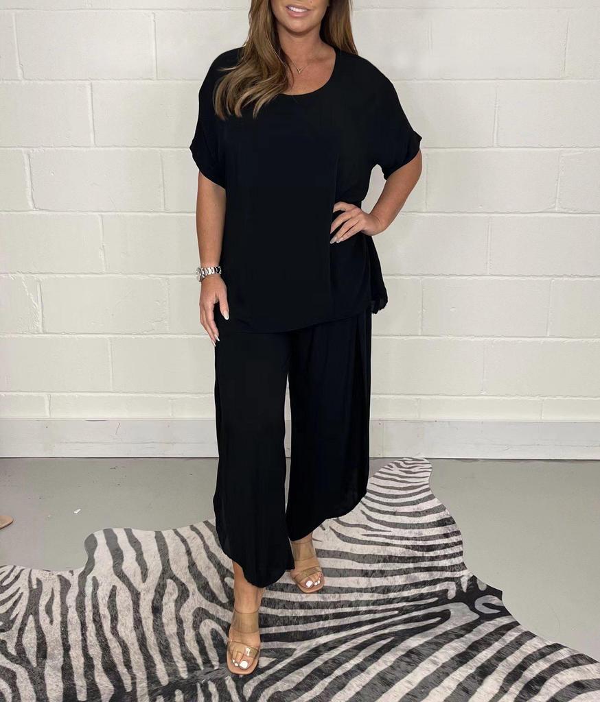 2024 Summer Women's Solid Color Casual Loose Set