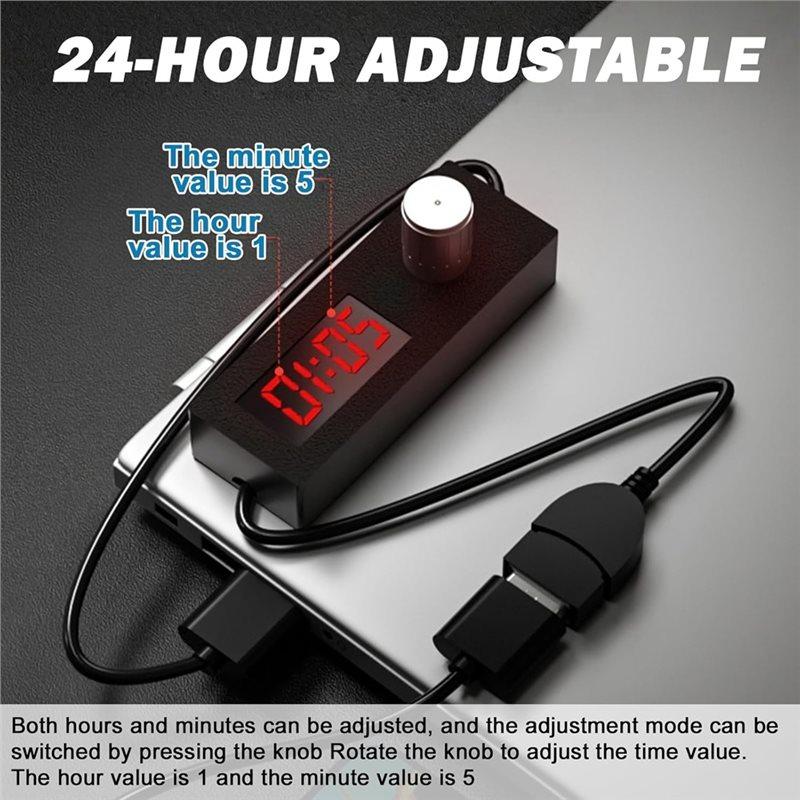 ABBP-Pack Of 2 5V 2A USB Timer Socket Cable: USB Countdown Timer Switch Cable, 24H Adjustable And Automatic Shut-Off Function