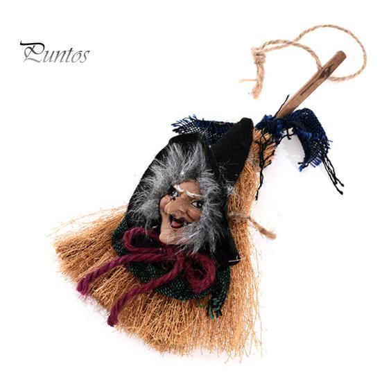 Halloween Witch Pendant Hanging Laughing Witch Broom Decoration Festival Home Decor Party Supply for Spooky Atmosphere
