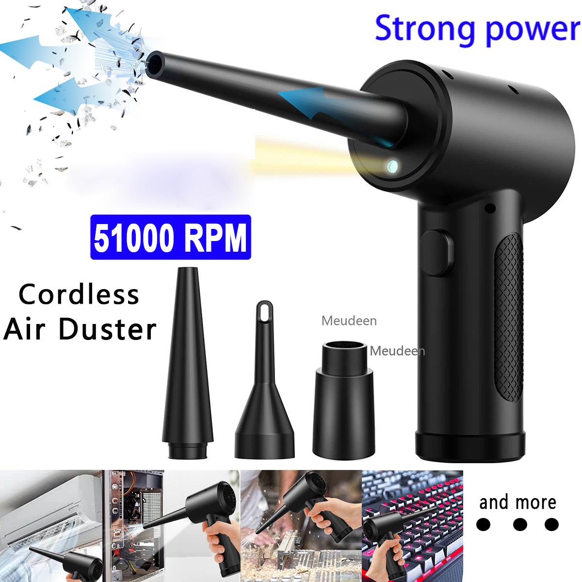 

Rechargable Wireless Air Duster 51000 RPM USB Compressed Air Blower Dust Blowing Gun For PC Laptop Car Keyboard Cleaning чёрный
