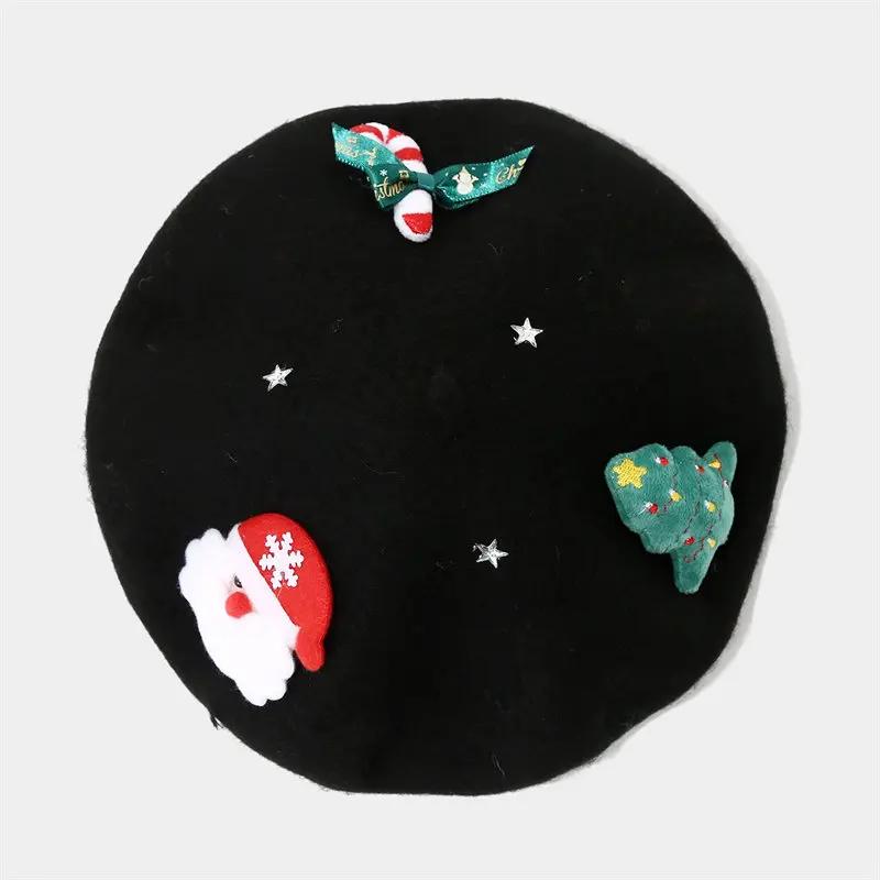 LDSLYJR Autumn Winter Cotton Cartoon Warm Beret Painter Hat Octagonal Hat Women and Girl 02