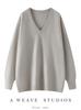Autumn 2026 Women's Mid-Length Cashmere V-Neck Sweater - Elegant Solid Color Pullover