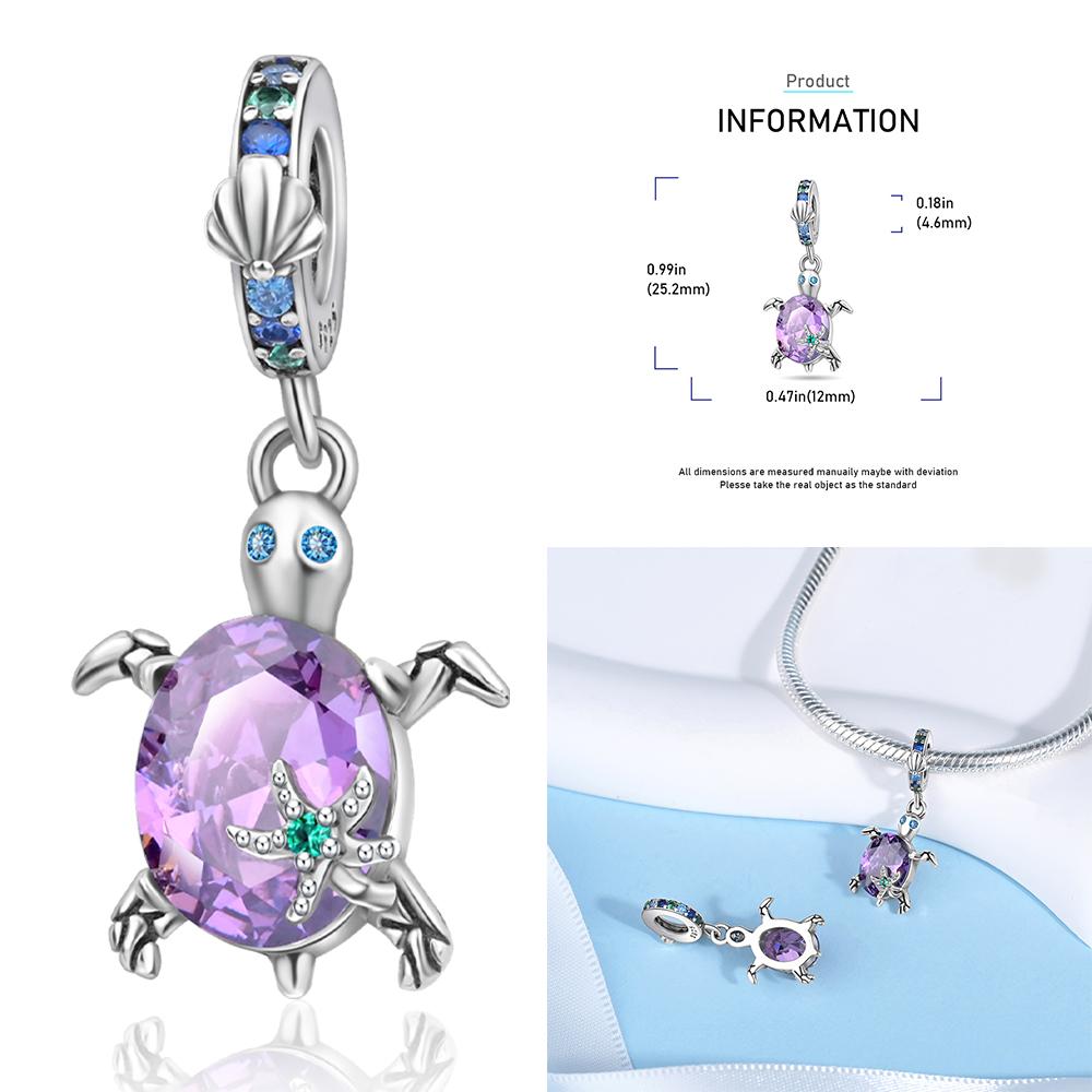 Zircon Heart Clip Charms Flower Clover Charm Copper Sea Turtle Beads Fit Diy Original Bracelet Jewelry