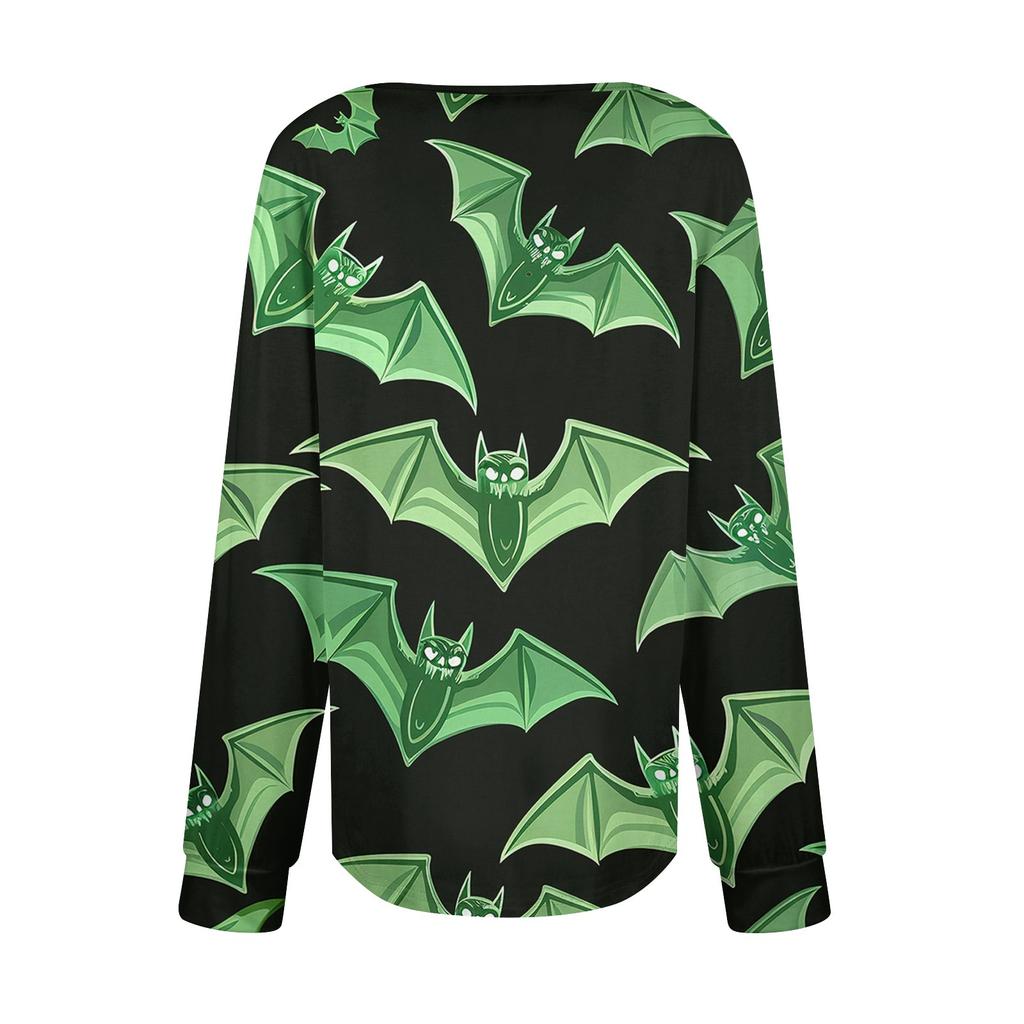 Women's Casual Fashion Long Sleeve Print Pleated Round Neck Shirt Casual Tops