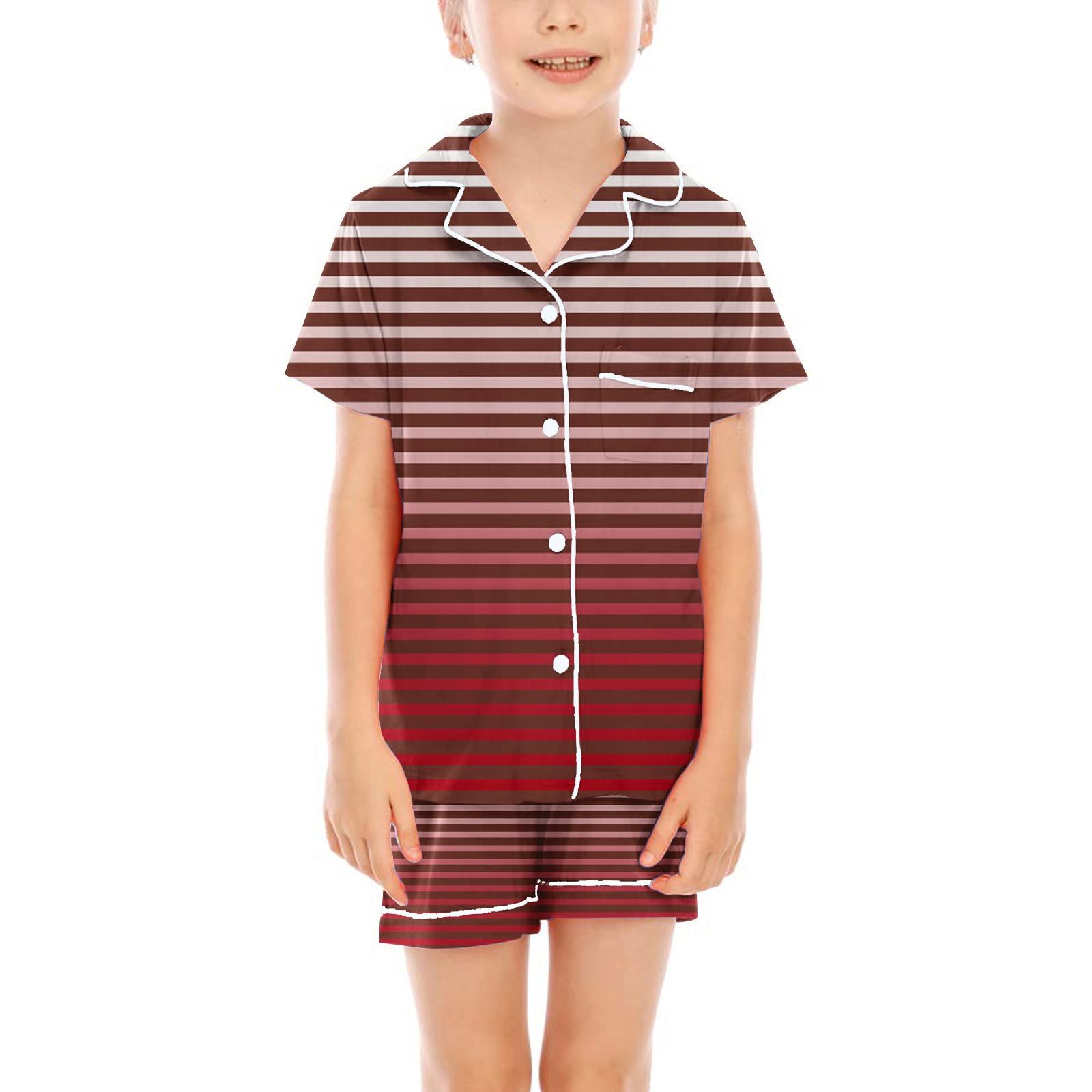 

Детские пижамы, модная рубашка из двух предметов, комплект с шортами, мягкий праздничный комплект повседневной одежды 160 арбуз красный