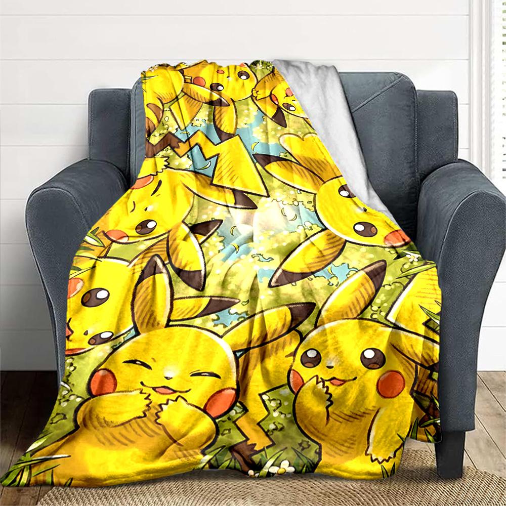 1pc Pikachu Blanket Lightweight Flannel Blanket Throw Blanket For Sofa, Bed, Travel, Camping, Livingroom, Office, Couch