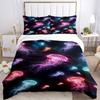 3pcs Colorful Jellyfish Bedding Set - Includes One Quilt Cover and Two Pillowcases (No Filling) - Anime Cartoon Design, Polyester Fabric, Su