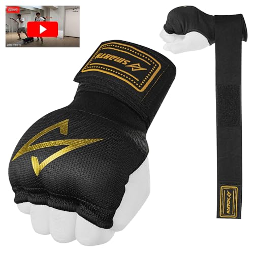 

SMARTY [Supervised by a Former World Ranker & Includes Video] Easy-to-Use Velcro Bandages for Boxing, MMA, and Inner Gloves with Shock-Absorbing Gel P