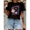 Women Floral Creative Print T-Shirt Crew Neck Short Sleeve Casual Elegant Festival Essential Fashion Top