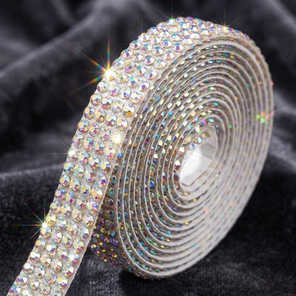 Sticky Back Self Adhesive Rhinestone Strip Crystal Shiny Rhinestone Sheet DIY Long Strip Sticker Decal Car Decoration