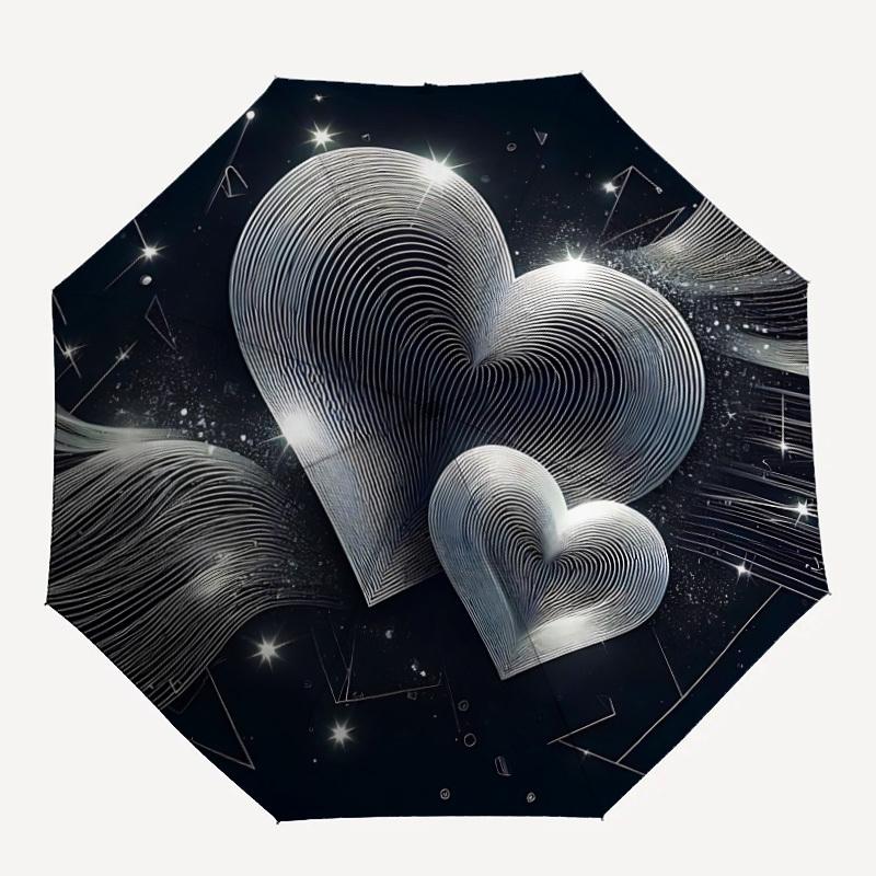 

1pc Heartbeat Cosmic Love Automatic Folding Umbrella - Portable Collapsible 8-Rib Umbrella for All Seasons yy251119185