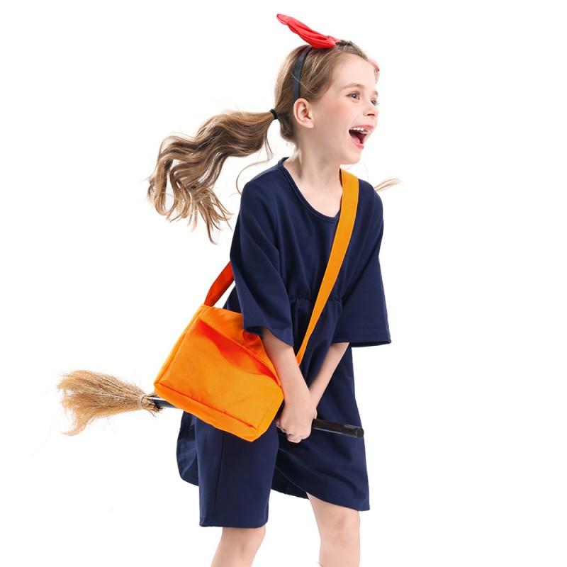Set Vestito Costume di Halloween per Bambini Strega Servizio di Consegne Kikis Outfit Cosplay Bambine Età 3-14