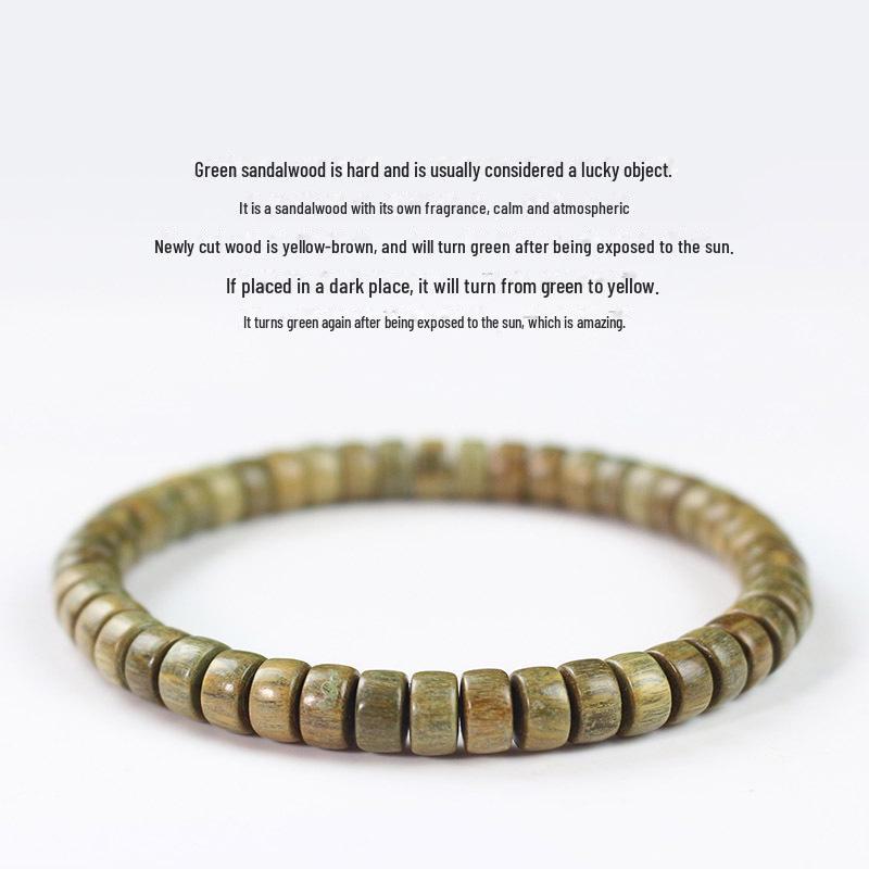 Grünes Sandelholz Pillenperlen Armband: 4*7MM Holz-Schnur für Männer & Frauen