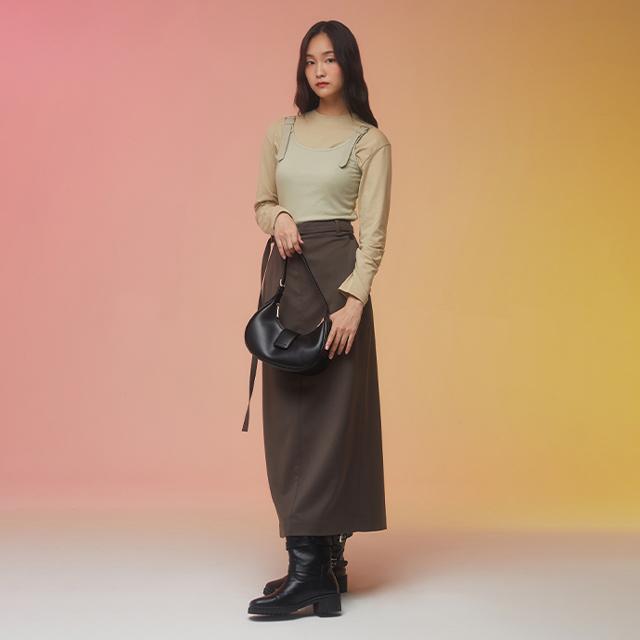 Rap Overlay Point Belted Long Skirt Aq3Ws865
